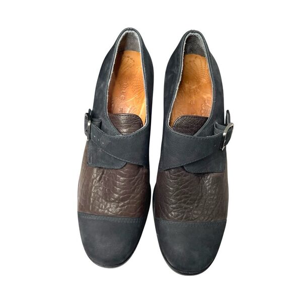 Chie Mihara block heel leather heels booties Size 38 black brown classy - Picture 2 of 11